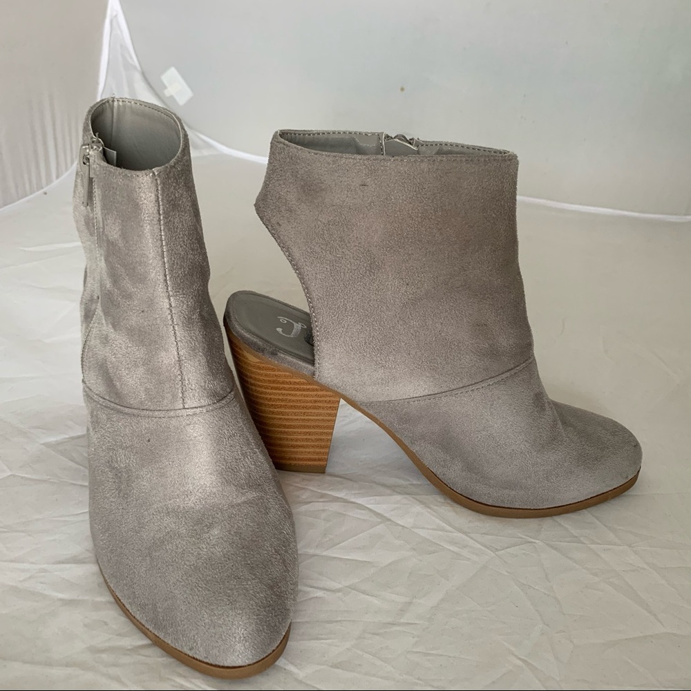Ankle Booties Open Heel Grey and Cognac